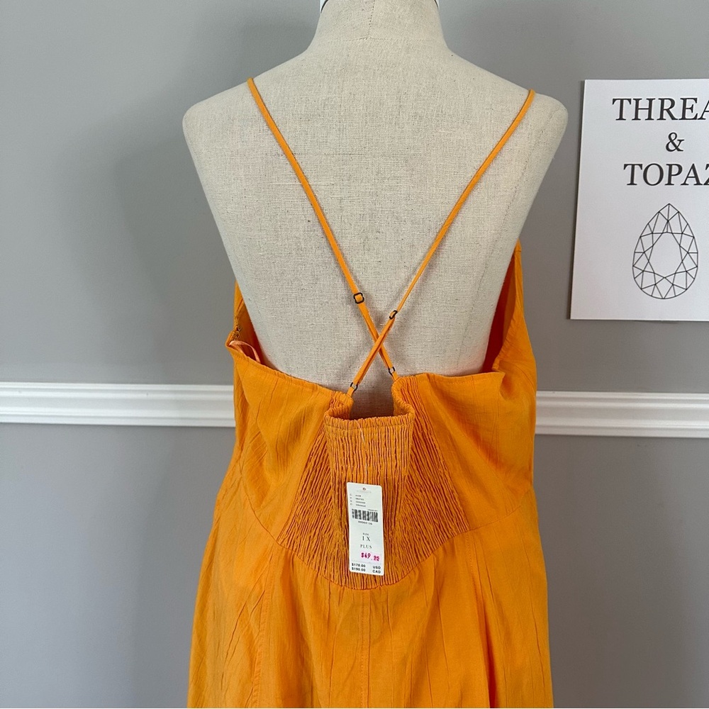 Maeve Anthropologie Orange Lace-up Full Skirt Sundress 1 X - Picture 7 of 13